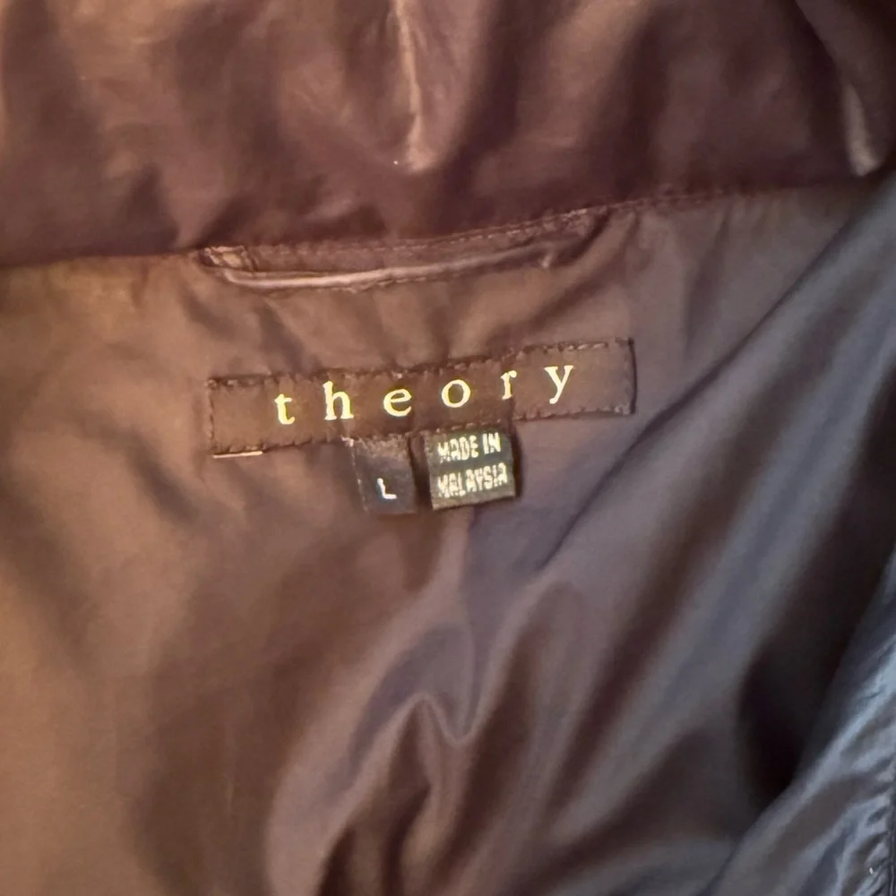 Theory Karidah Landing Black Puffer Down Belted Jacket Large